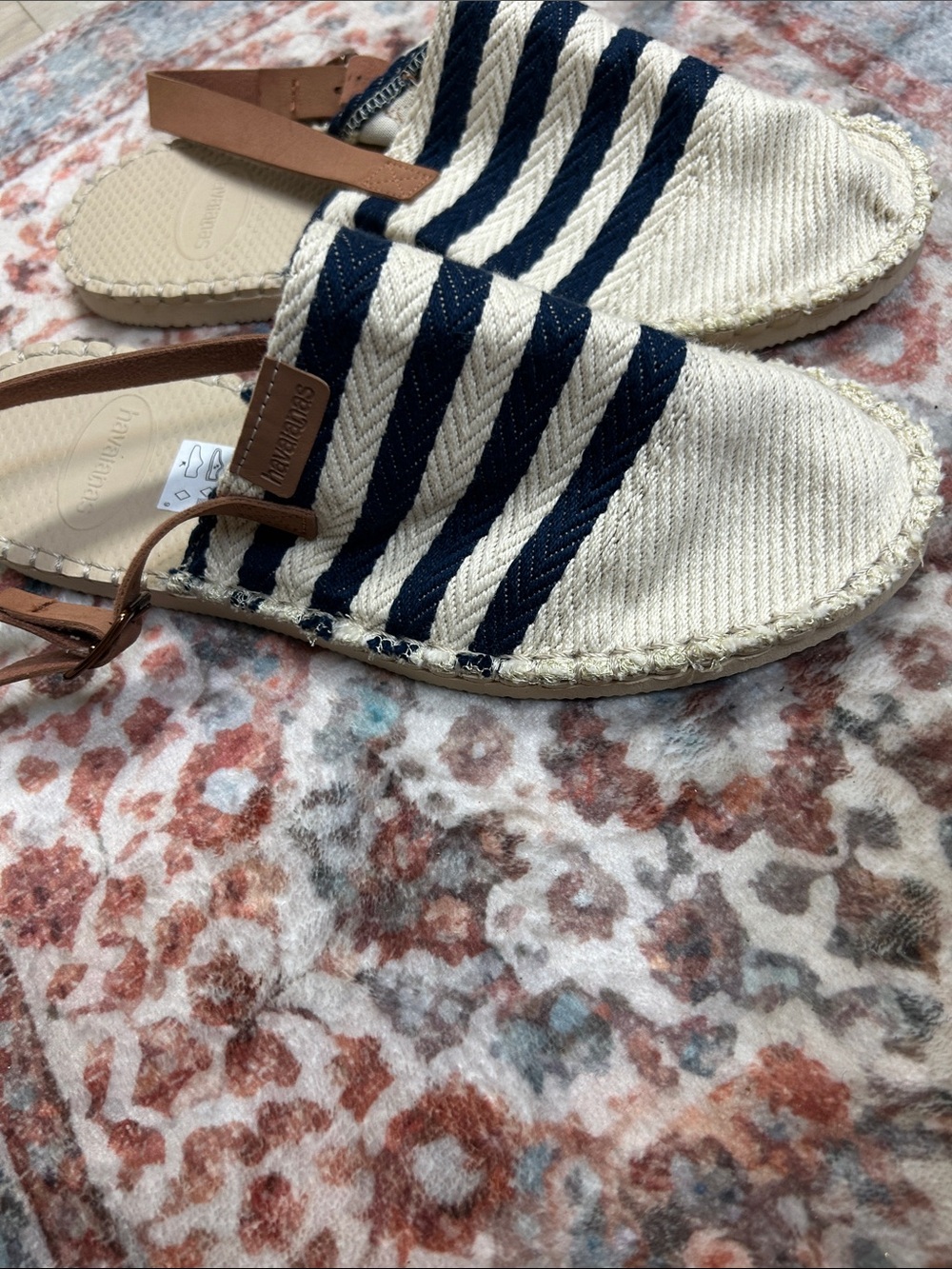 Havaianas Women’s Navy Striped Espadrille Slingback Sandals - Picture 2 of 8